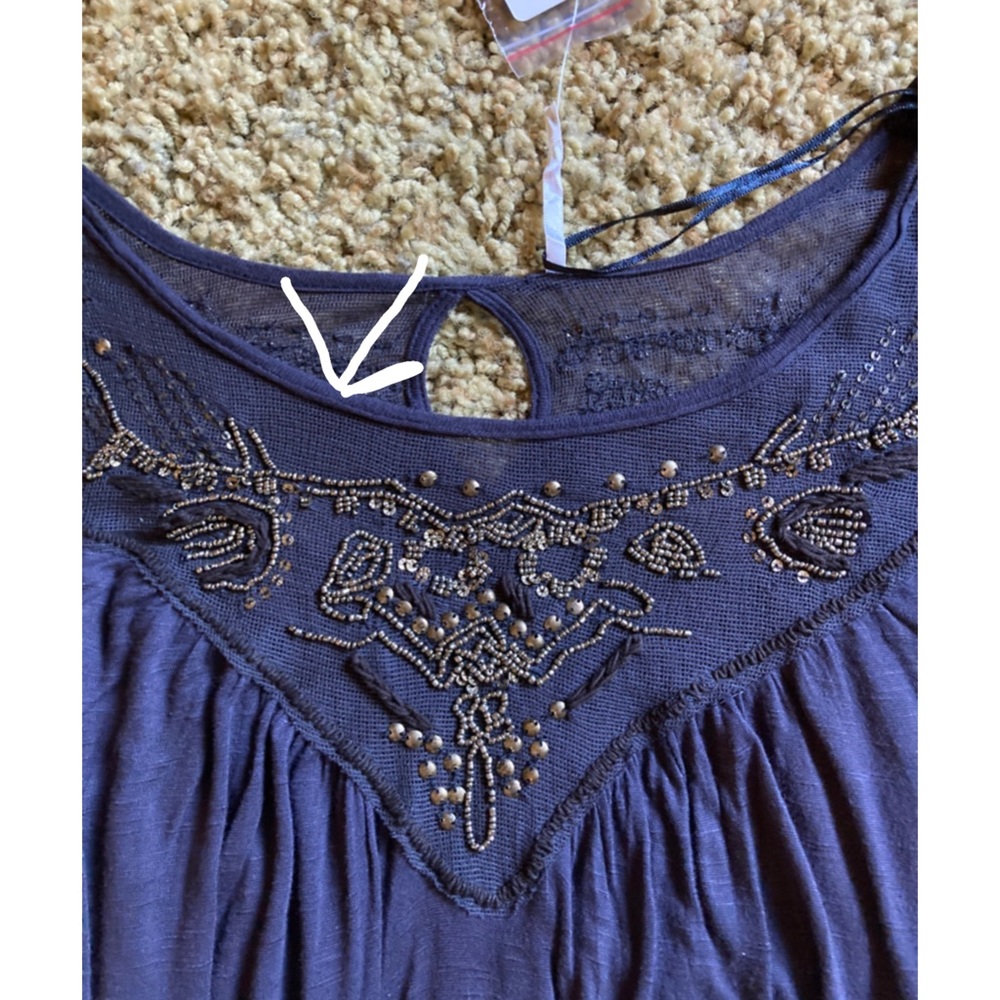 Free People Blue Embellished Top DEFECTS NWT - Picture 16 of 16